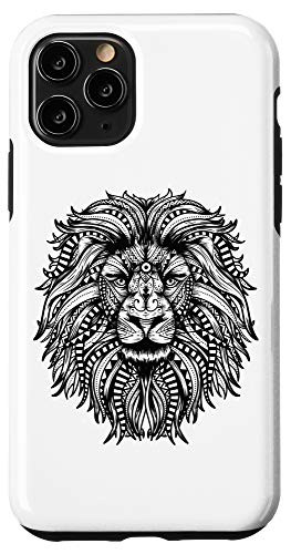 iPhone 11 Pro Lion Head Tribal Pattern Mandala Wild Cat Animal Art Gift Case