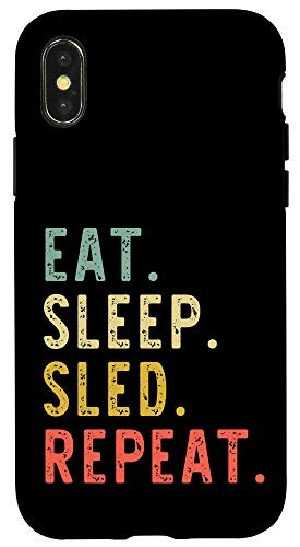 iPhone XXS Eat Sleep Sled Repeat Snowmobile Sledding Gift Vintage Case