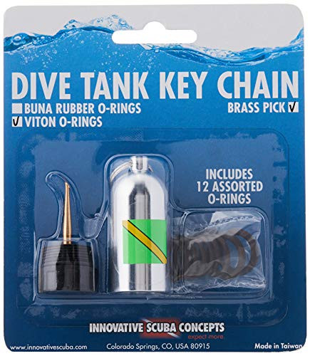 Innovative Scuba Concepts Scuba Diving Tank O-Ring Dive Kit Keychain with Pick - Silver