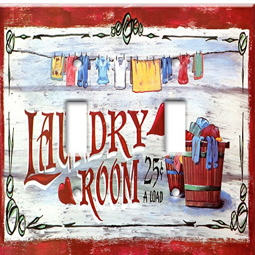 Art Plates - Double Gang Toggle OVERSIZE Switch PlateOVER SIZE Wall Plate - Laundry Room