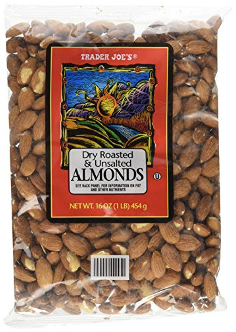 Trader Joes Dry Roasted Unsalted Almonds 16 Ounce Trader Joes Dry Roasted Unsalted Almonds 16 Ounce