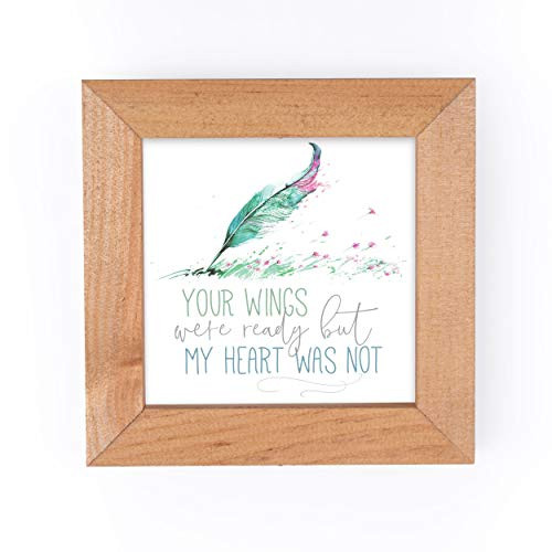 P_ Graham Dunn Your Wings were Ready Peacock Feather 5 x 5 Pine Wood Fawn Framed Art Sign