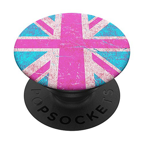 Pink Union Jack UK Flag PopSockets PopGrip Swappable Grip for Phones   Tablets