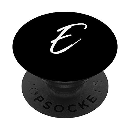 Letter E PopSocket Grip E Initial Monogram Style White Black PopSockets PopGrip Swappable Grip for Phones   Tablets