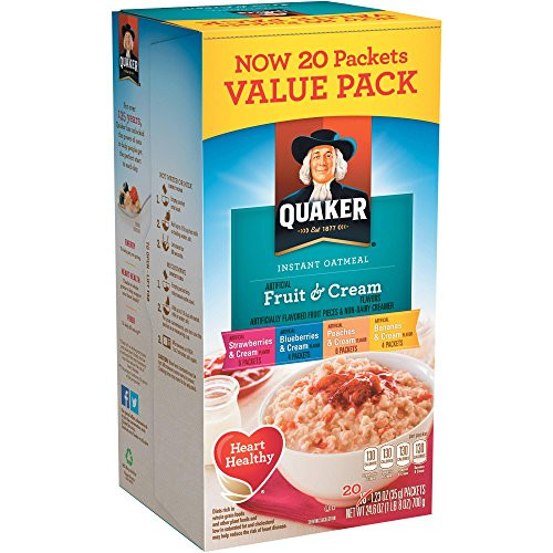 Quaker Fruit Cream Instant Oatmeal 20 Count Pack Quaker Fruit Cream Instant Oatmeal 20 Count Pack