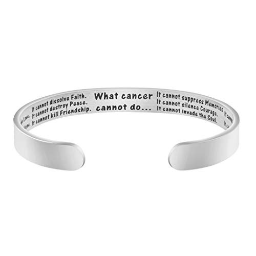 Cancer Bracelet Wide Cuff Inspirational Gifts for Women Cancer Survivor Motivational Awareness Jewelry Cancer Bracelet Wide Cuff Inspirational Gifts for Women Cancer Survivor Motivational Awareness Jewelry