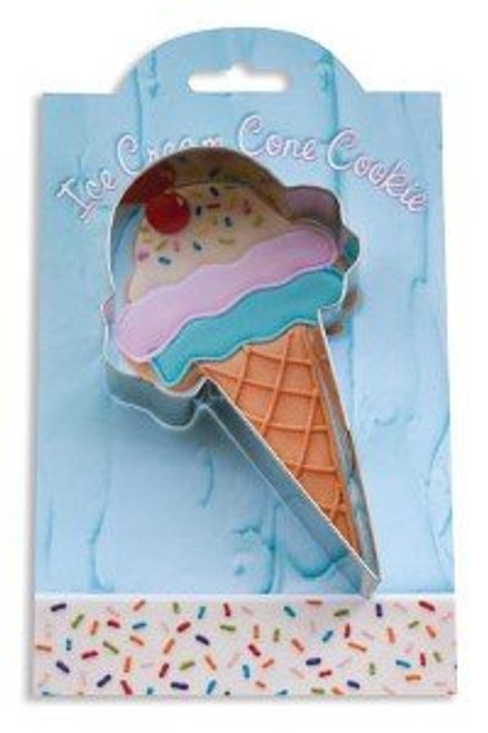 Ice Cream Cone Cookie and Fondant Cutter - Ann Clark - 5 Inches - US Tin Plated Steel Ice Cream Cone Cookie and Fondant Cutter - Ann Clark - 5 Inches - US Tin Plated Steel