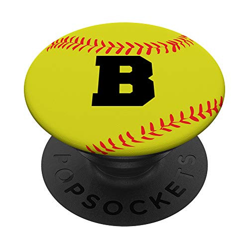 Softball Phone Grip Letter Initial B PopSockets Grip and Stand for Phones and Tablets