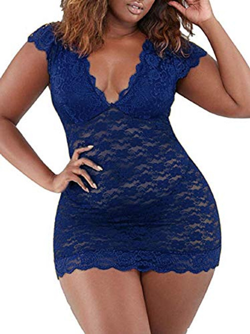 Women Plus Size Chemise Floral Lace Lingerie Bodysuit Sleepwear Breathable Mesh Babydoll Nightwear Black XXL Blue Women Plus Size Chemise Floral Lace Lingerie Bodysuit Sleepwear Breathable Mesh Babydoll Nightwear Black XXL Blue