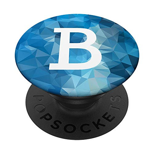 Blue Mosaic Triangles Geometric Initial Monogram Letter B PopSockets Grip and Stand for Phones and Tablets
