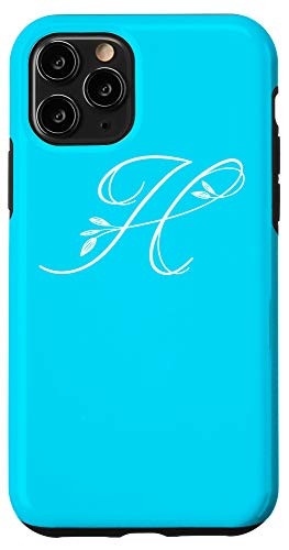 iPhone 11 Pro Letter H Flower Bright Blue Phone Case Blue Floral Initial H Case