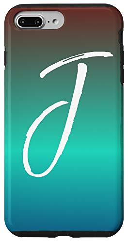 iPhone 7 Plus8 Plus Letter J Blue to Red Gradient Phone Case Cute Teal Initial J Case