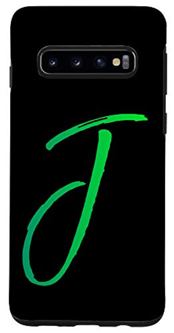 Galaxy S10 Green Letter J Phone Case Green Gradient Ombre Initial J Case