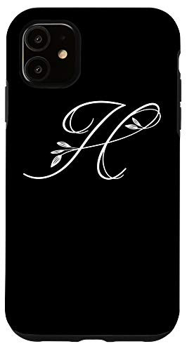 iPhone 11 Initial H Flower Monogram Design Retro Cute Floral Letter H Case