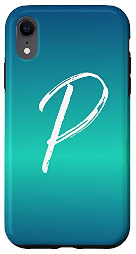 iPhone XR Letter P Blue Gradient Phone Case Calligraphy Blue Initial P Case