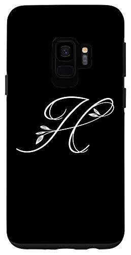 Galaxy S9 Initial H Flower Monogram Design Retro Cute Floral Letter H Case