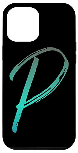 iPhone 12 Pro Max Blue Gradient Initial P Phone Case Cool Ombre Blue Letter P Case