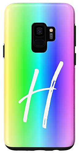 Galaxy S9 Rainbow Initial H Phone Case Colorful Rainbow Ombre Letter H Case