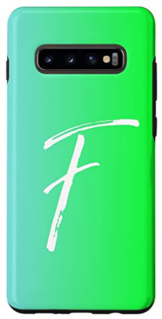 Galaxy S10 Initial F Phone Case Blue to Bright Green Gradient Letter F Case