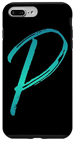 iPhone 7 Plus8 Plus Initial P Phone Case Vintage Colorful Blue Ombre Letter P Case