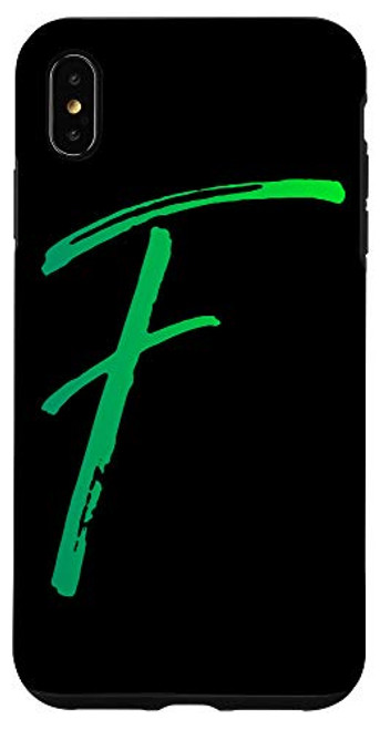 iPhone XS Max Green Letter F Phone Case Green Gradient Ombre Initial F Case