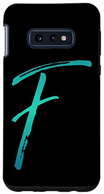 Galaxy S10e Initial F Phone Case Vintage Colorful Blue Ombre Letter F Case