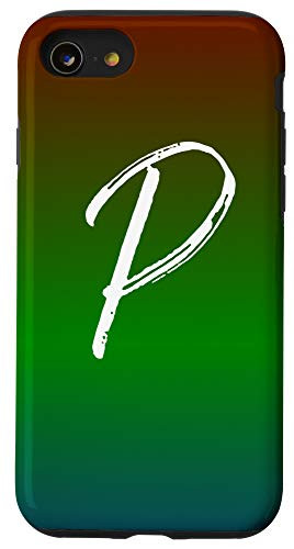 iPhone SE 2020  7  8 Initial P Blue Green Red Gradient Phone Case Green Letter P Case