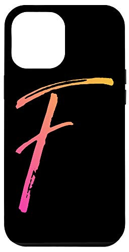 iPhone 12 Pro Max Initial F Phone Case Bright Colorful Sunrise Pink Letter F Case