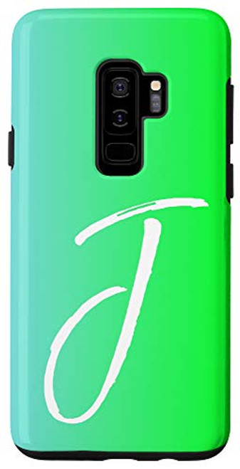 Galaxy S9 Initial J Phone Case Blue to Bright Green Gradient Letter J Case