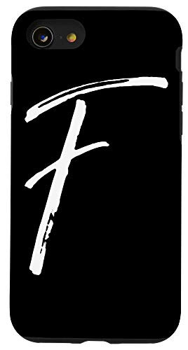 iPhone SE 2020  7  8 Letter F Phone Case Black Calligraphy Monogram Initial F Case
