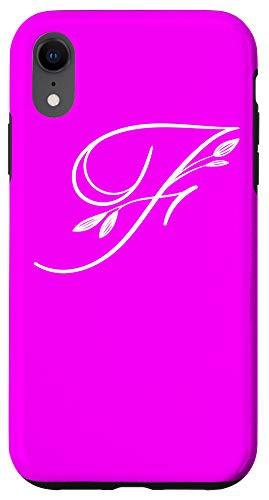 iPhone XR Letter F Flower Hot Pink Phone Case Pink Floral Initial F Case