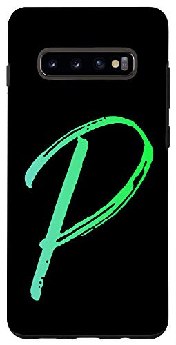 Galaxy S10 Initial P Phone Case Bright Colorful Blue   Green Letter P Case