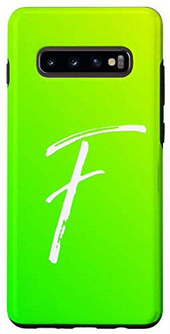 Galaxy S10 Bright Green Gradient Initial F Phone Lime Green Letter F Case