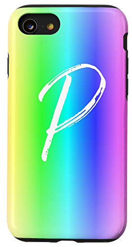 iPhone SE 2020  7  8 Rainbow Initial P Phone Case Colorful Rainbow Ombre Letter P Case
