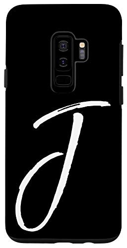 Galaxy S9 Letter J Phone Case Black Calligraphy Monogram Initial J Case