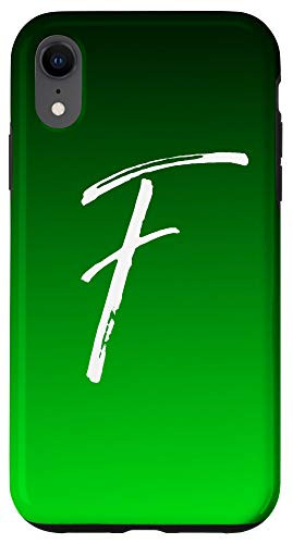 iPhone XR Initial F Black to Green Gradient Phone Case Green Letter F Case