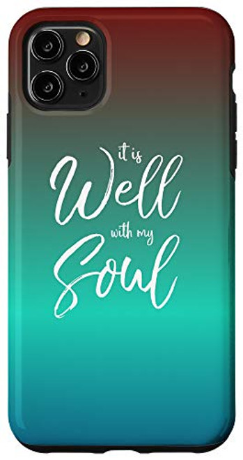 iPhone 11 Pro Max Cute Blue to Red Gradient Ombre Gift It is Well With My Soul Case