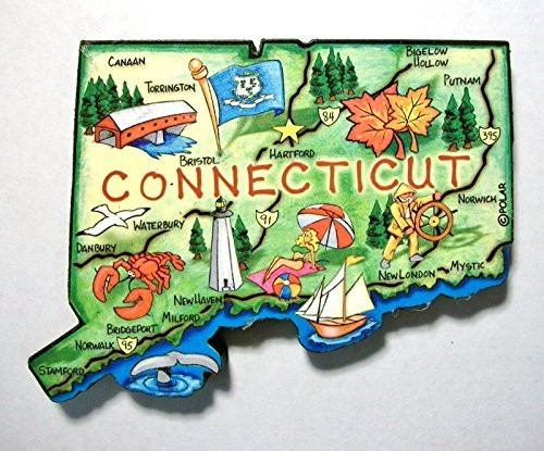 Connecticut the Constitution State Artwood Jumbo Fridge Magnet