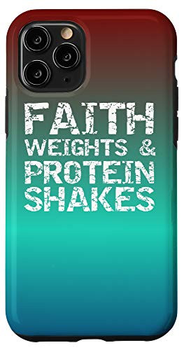 iPhone 11 Pro Colorful Blue Teal to Red Faith Weights   Protein Shakes Case