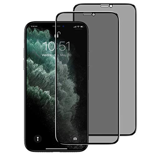 BENKS Privacy Screen Protector for iPhone11proiPhone Xs 3D Curved Case Friendly Anti-Spy Screen Protector Tempered Glass9H Hardness 5_8 inch2 Pack