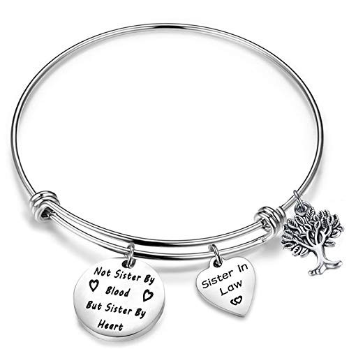 SEIRAA Best Friend Gift Sister In Law Bracelet Not Sister By Blood But Sister By Heart Bracelet Adjustable Bangle bracelet