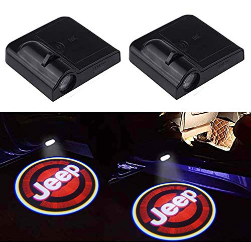 2Pcs Red JEEP Door Lights LogoRed JEEP Car Door Led Welcome Projector Light Ghost Shadow Lights Car Door Courtesy Light Lamp Fit for JEEP Most Models_