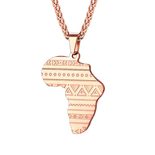 U7 African Necklace Rose Gold Plated Stainless Steel Ethnic Grain Africa Map Pendant Necklaces 22 Inch Men Women Hip Hop Jewelry U7 African Necklace Rose Gold Plated Stainless Steel Ethnic Grain Africa Map Pendant Necklaces 22 Inch Men Women Hip Hop Jewelry