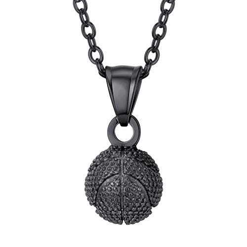 PROSTEEL Black Basketball Charm Necklace Stainless Steel Pendant Chain Sport Jewelry Men Women Girl Lady Boy Lovers Players Gift PROSTEEL Black Basketball Charm Necklace Stainless Steel Pendant Chain Sport Jewelry Men Women Girl Lady Boy Lovers Players Gift