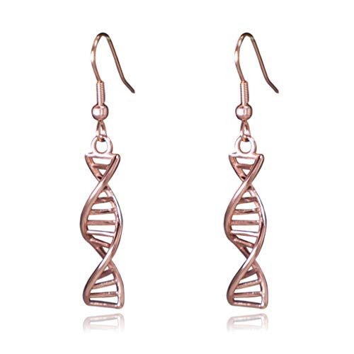 DNA Double Helix Science Stainless Steel Dangle Earrings Rose Gold