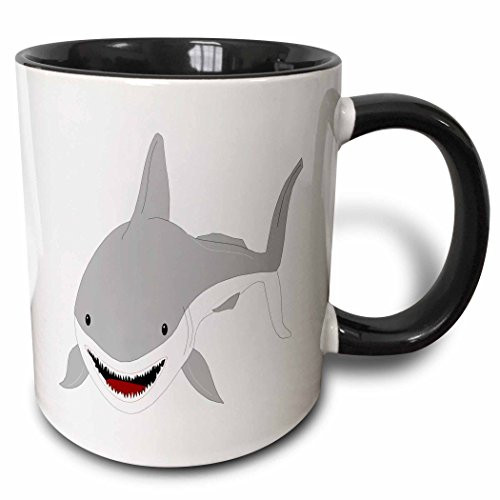3dRose mug-45055-4Cute Kids Shark Art Two Tone Black Mug 11 oz Multicolor