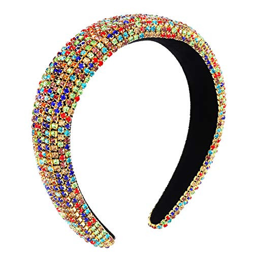 Rhinestone Crystal Padded Headband For Women Baroque Bejewelled Velvet Wide Hairband Handmade Wedding Bridal Party Headpiece Headwearrhinestone