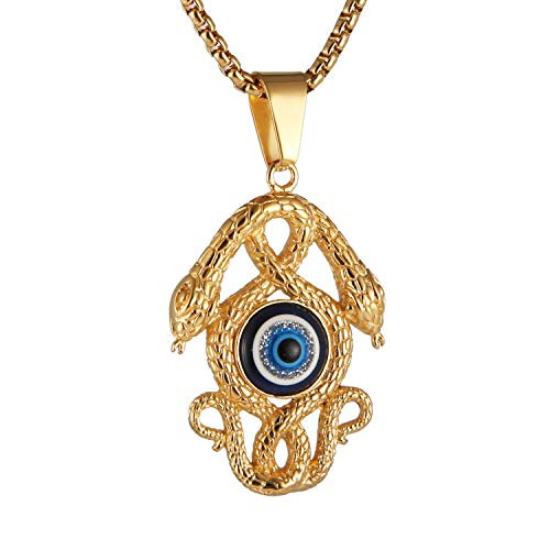 AsAlways Gold-plated Stainless Steel Necklace Eye Of Horus Necklace Ancient Egyptian Symbol Of Protection Evil Eyes Are Wrapped By Two Snakes AsAlways Gold-plated Stainless Steel Necklace Eye Of Horus Necklace Ancient Egyptian Symbol Of Protection Evil Eyes Are Wrapped By Two Snakes