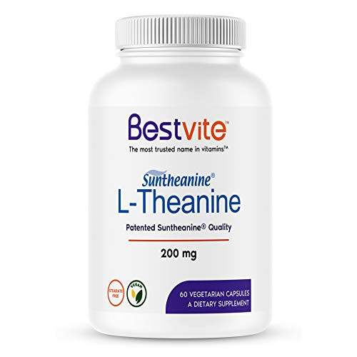 L-Theanine 200mg with Patented and Clinically Studied Suntheanine 60 Vegetarian Capsules No Stearates - No Flow Agents