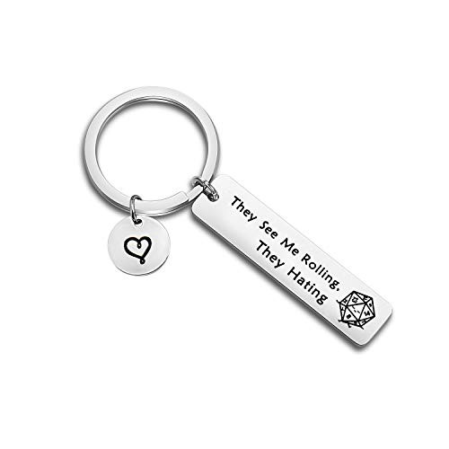 TGBJE They See Me Rolling They Hating Keychain Dungeons and Dragons Gift Geek Nerd Fantasy Gift Dragons Gift